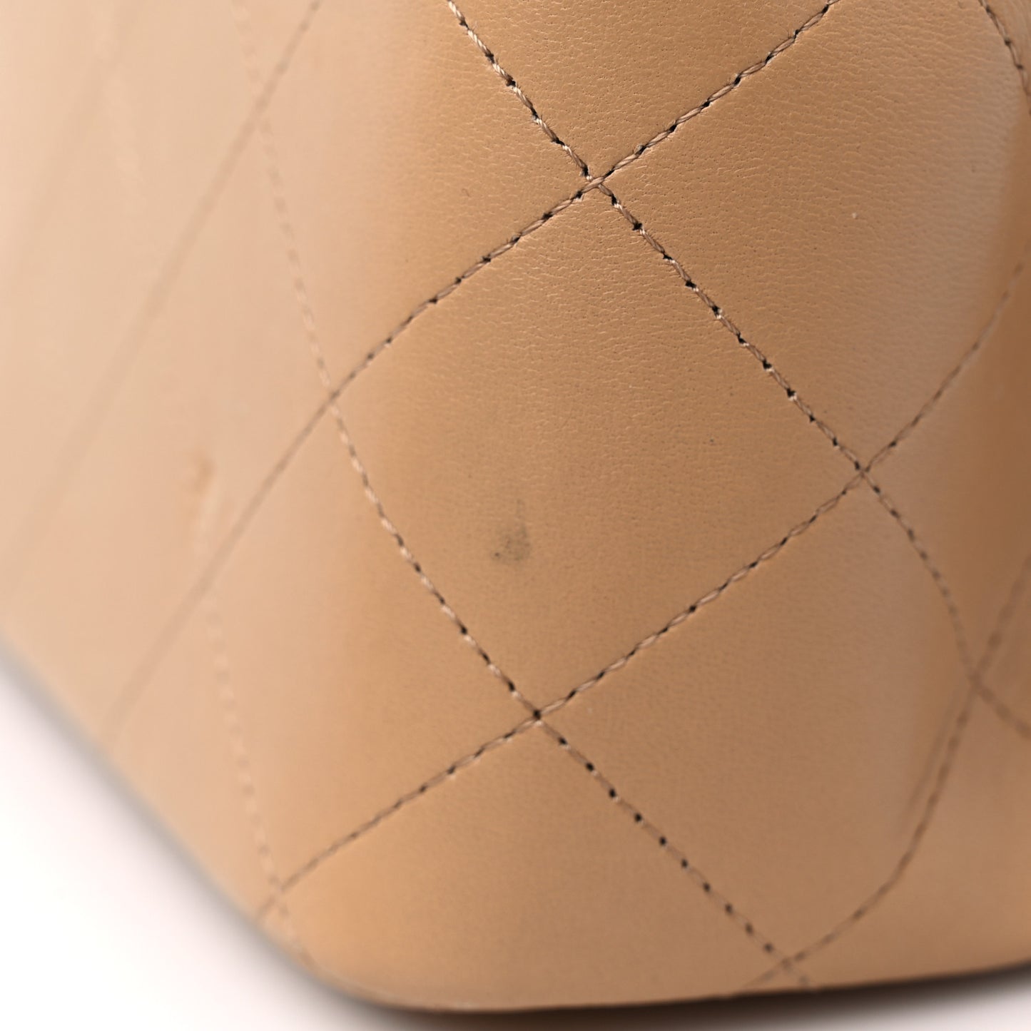 Lambskin Quilted Jumbo Double Flap Beige Clair