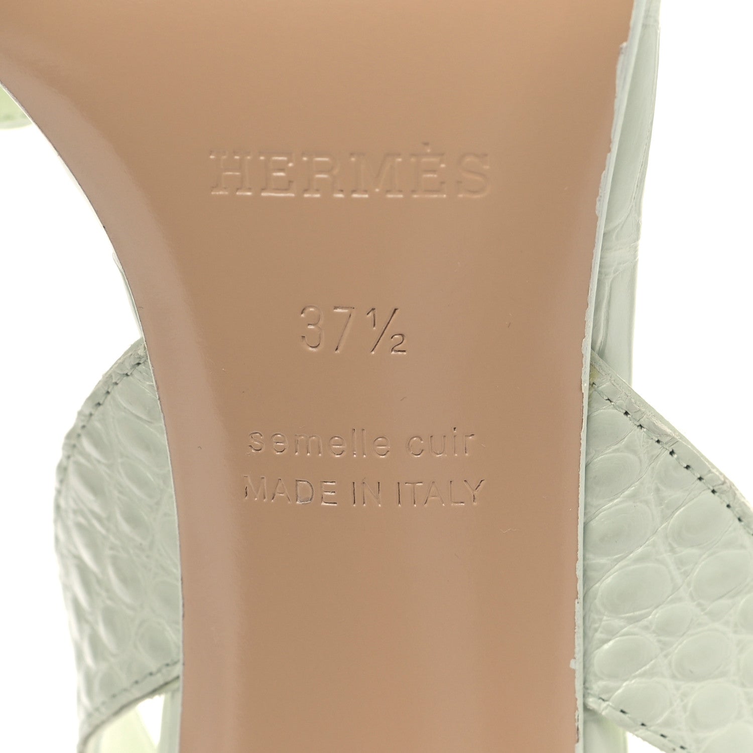 Hermes Alligator Ella 105 Sandals 37.5 Vert D'eau 6 of 9