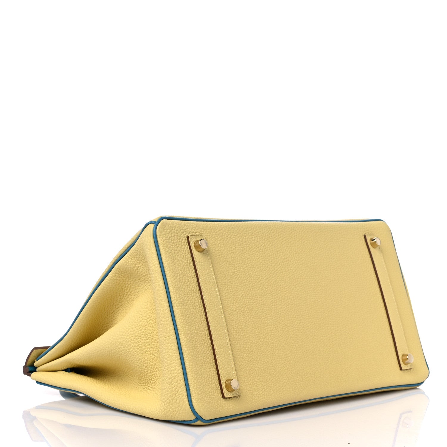 Hermes Togo Horseshoe Birkin 35 Jaune Poussin Bleu Izmir 4 of 11
