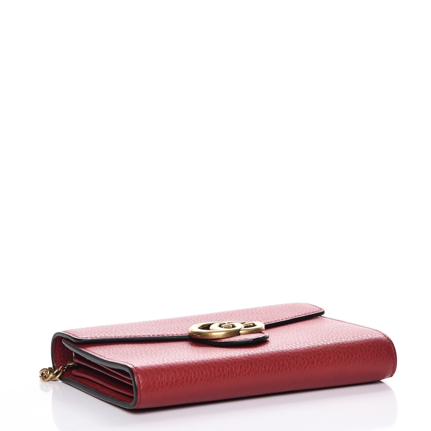 Calfskin GG Marmont Chain Wallet Vulcanic Red
