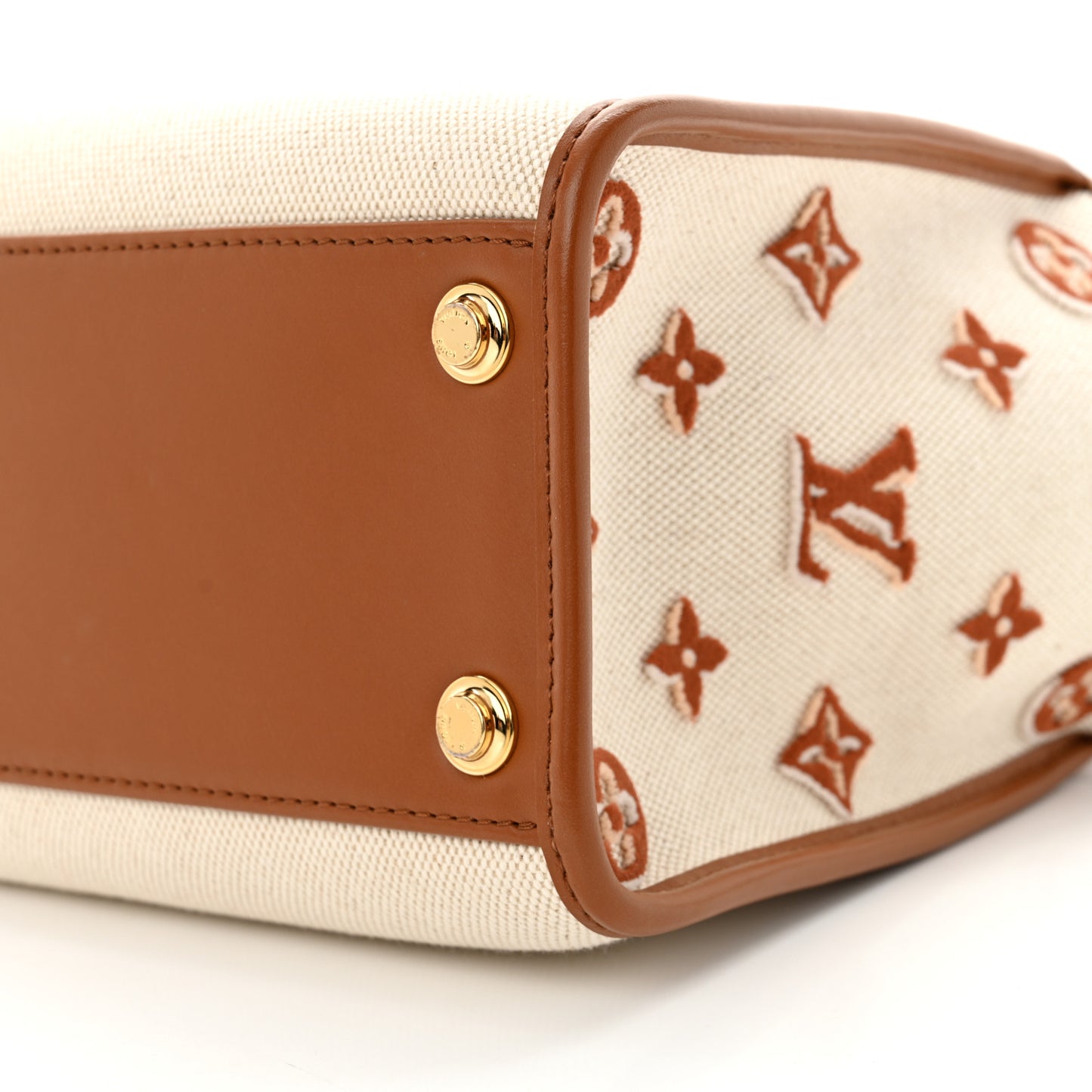 Canvas Calfskin Monogram On My Side PM Caramel Tan