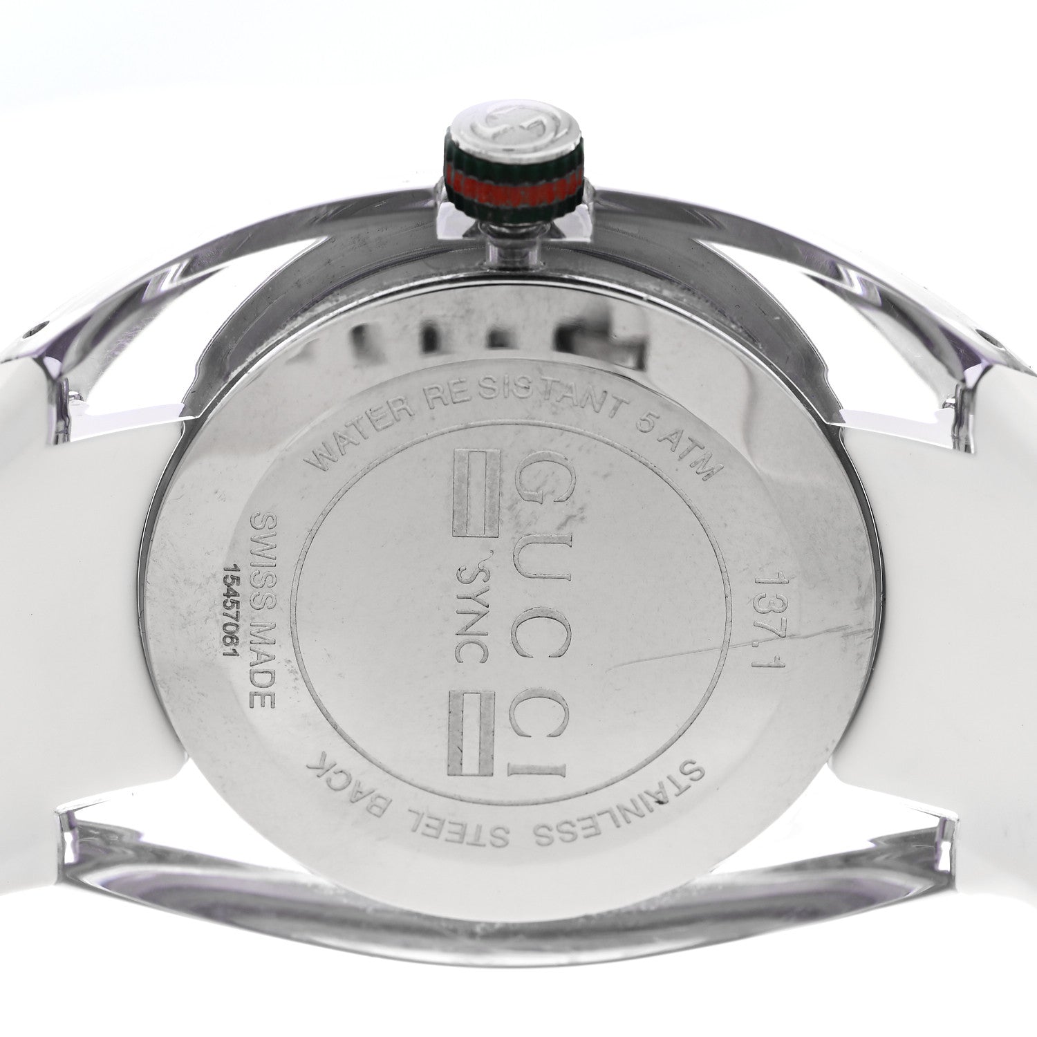 Gucci Stainless Steel Rubber 46mm Sync Web Quartz Watch White 4 of 6