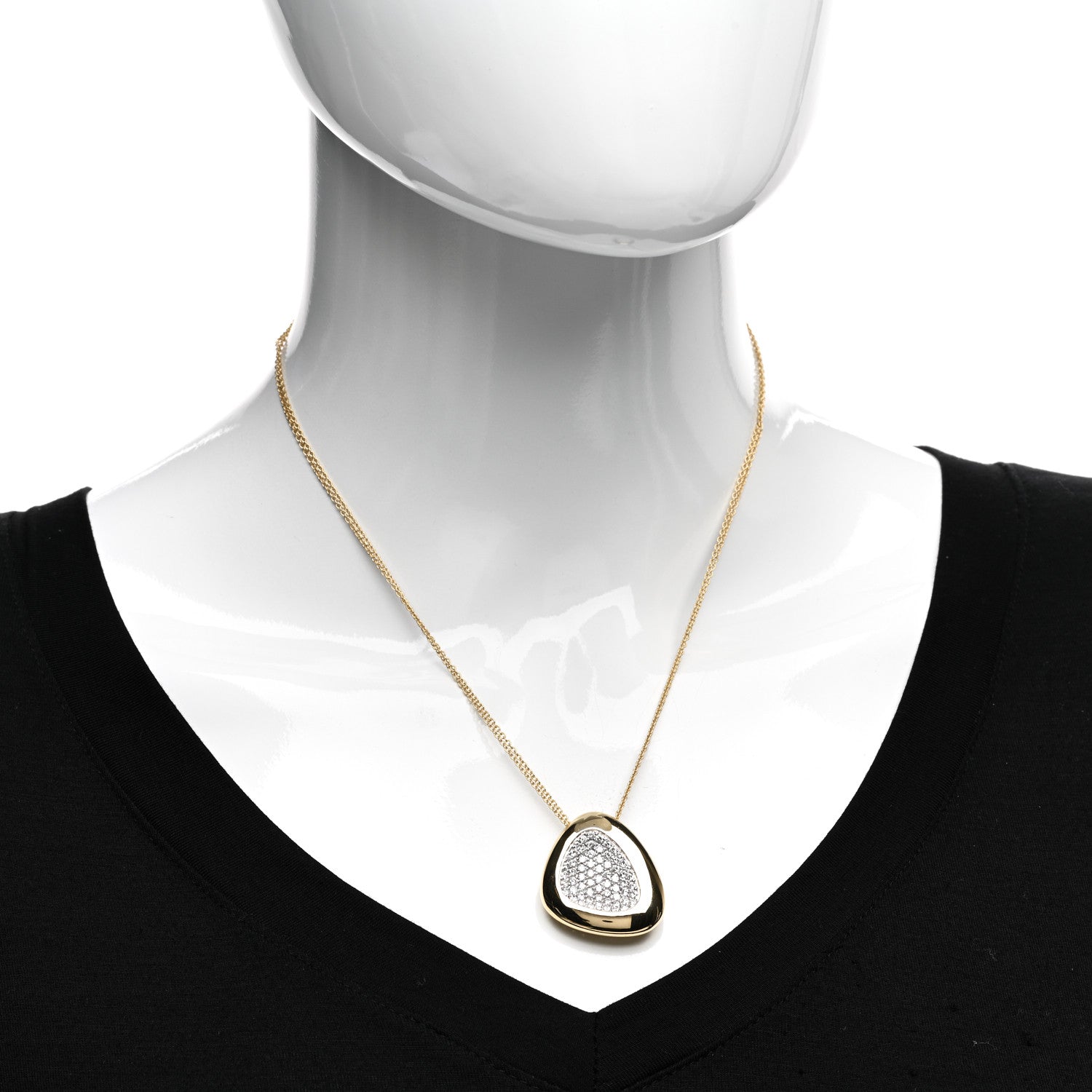 Roberto Coin 18K Yellow Gold Diamond Capri Plus Pendant Necklace 2 of 4