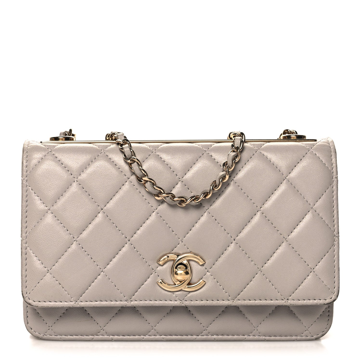 Chanel Lambskin Quilted Trendy CC Wallet On Chain WOC Grey 1 of 13