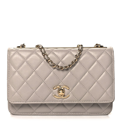 Chanel Lambskin Quilted Trendy CC Wallet On Chain WOC Grey 1 of 13