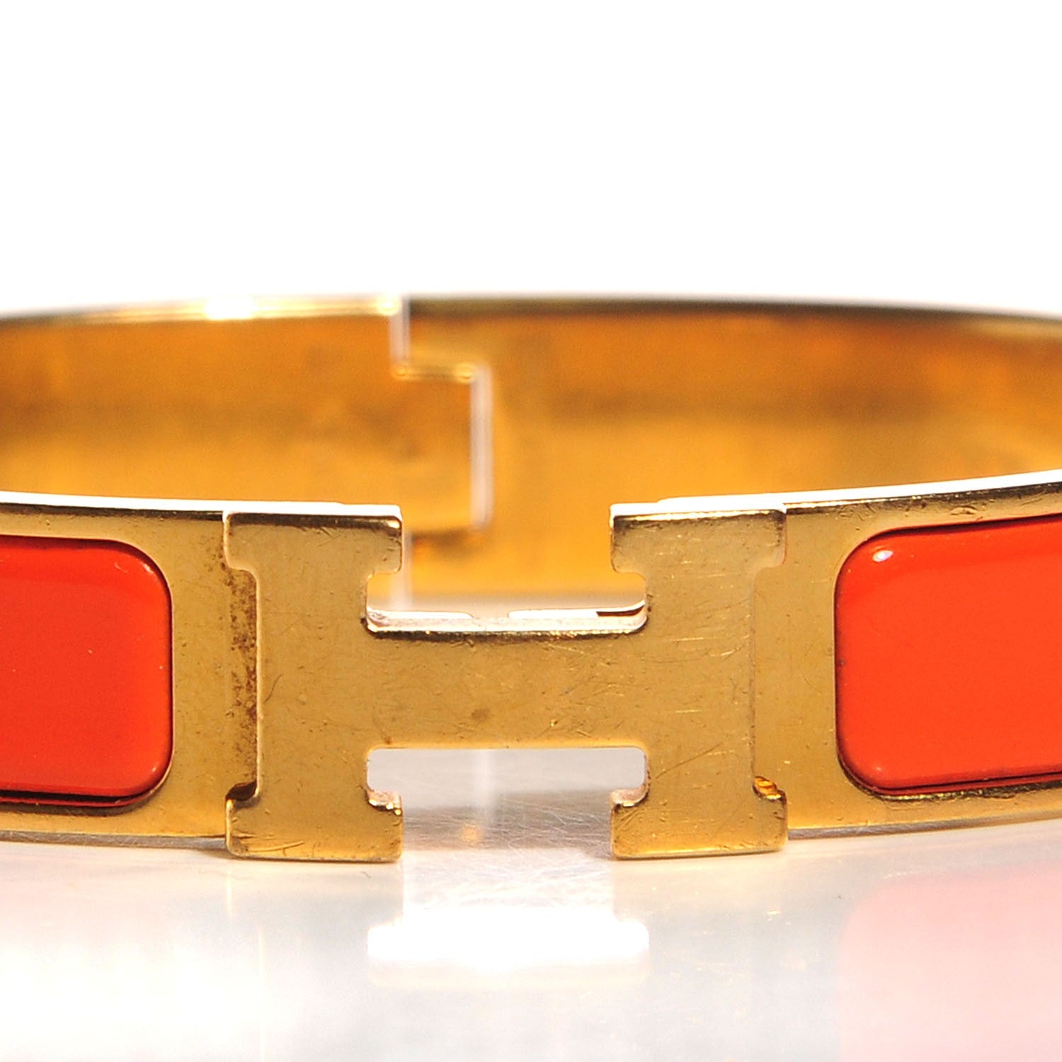 Hermes Enamel Narrow Clic Clac H Bracelet PM Orange 4 of 7