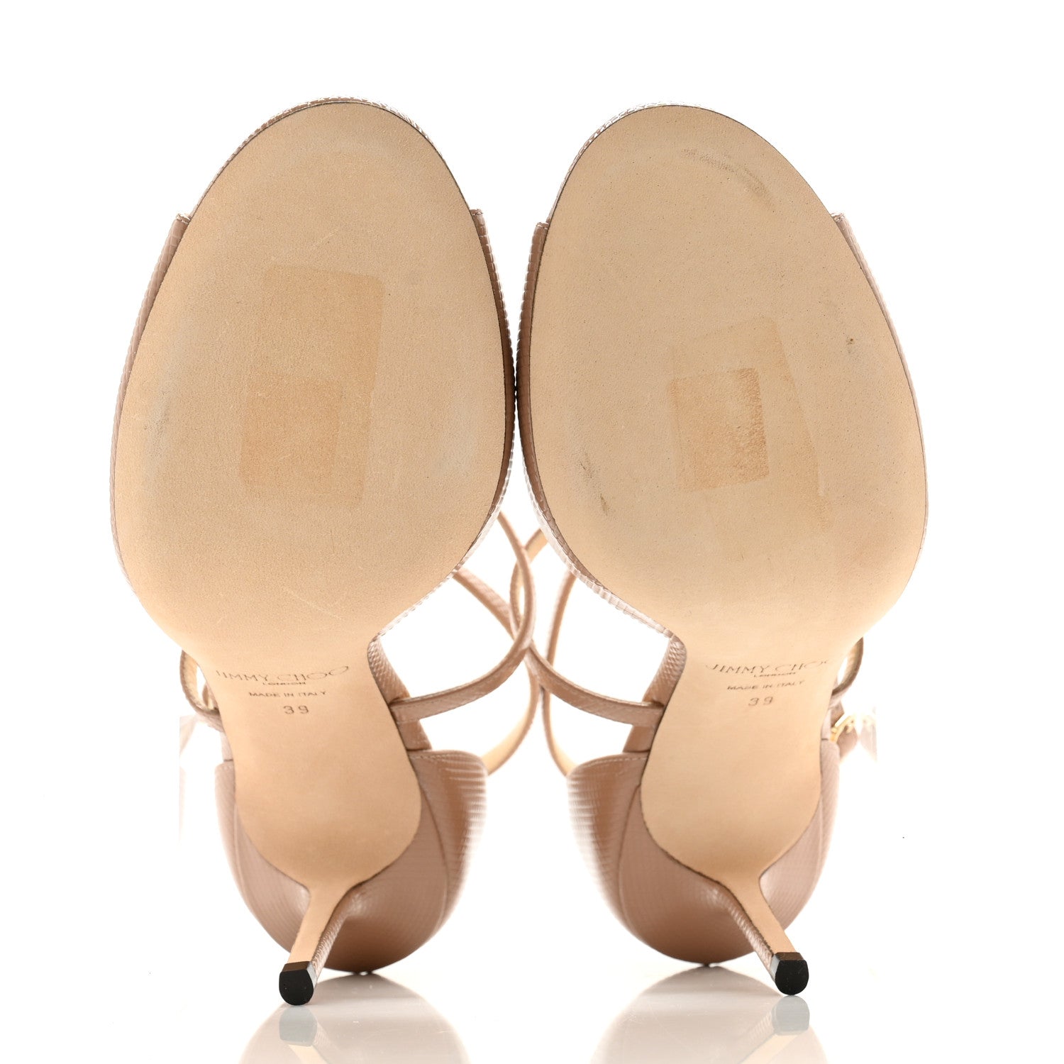 Jimmy Choo Embossed Patent Lizard Emsy Crisscross 85 Sandals 39 Ballet Pink 5 of 9