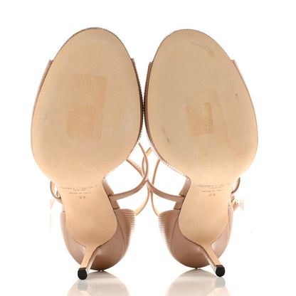 Jimmy Choo Embossed Patent Lizard Emsy Crisscross 85 Sandals 39 Ballet Pink 5 of 9