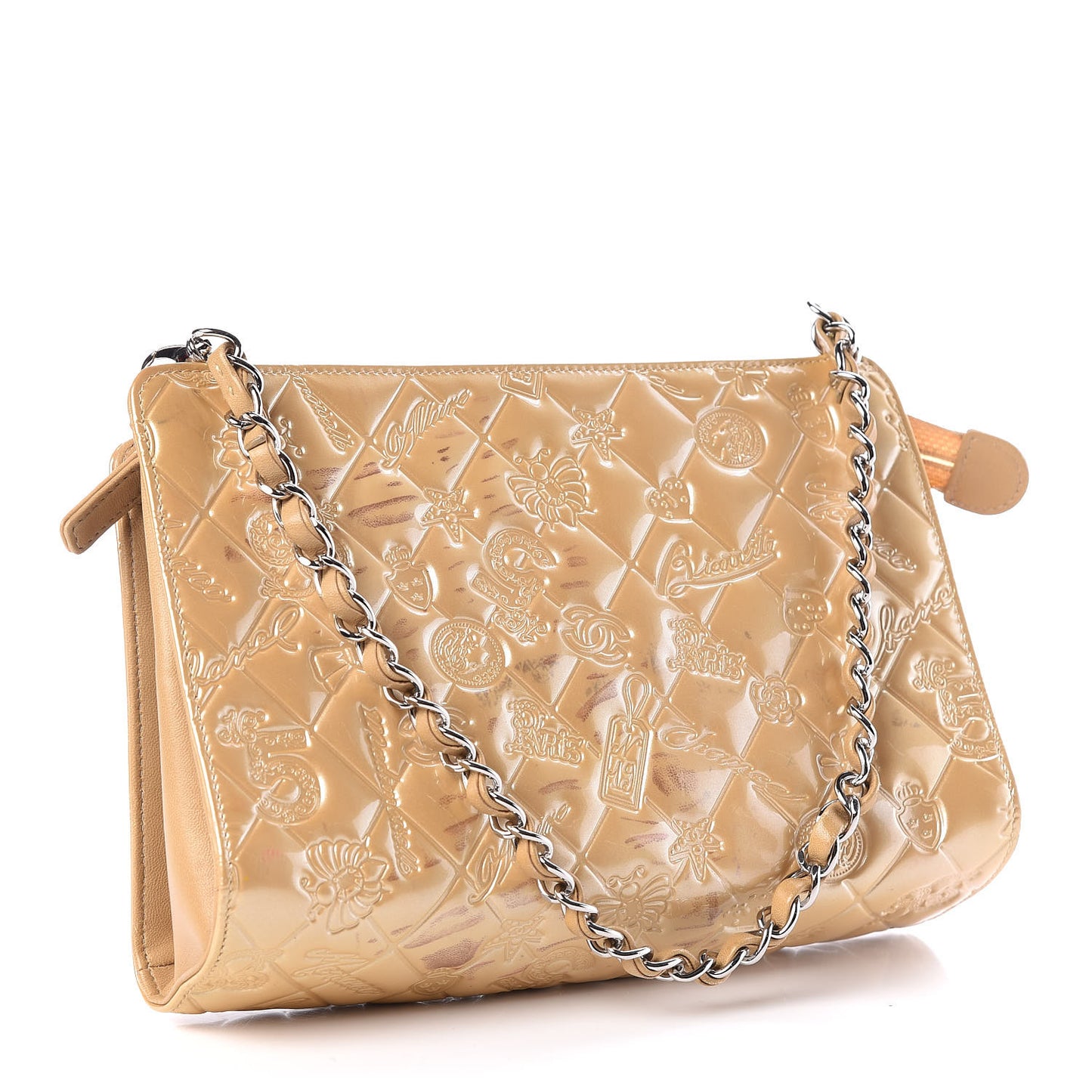 Patent Calfskin Lucky Symbols Pochette Gold