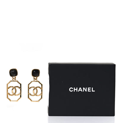 Chanel Metal Natural Stones CC Earrings Gold Black 5 of 5