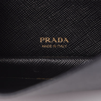 Prada Saffiano Metal Mini Flap Crossbody Wristlet Bag Black 7 of 9