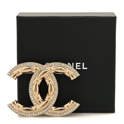 Chanel Baguette Crystal Quilted Vintage Allure CC Brooch Gold 4 of 4
