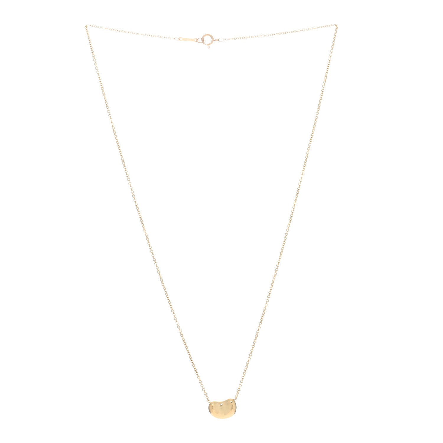 Tiffany 18K Yellow Gold 11mm Elsa Peretti Bean Pendant Necklace 3 of 5