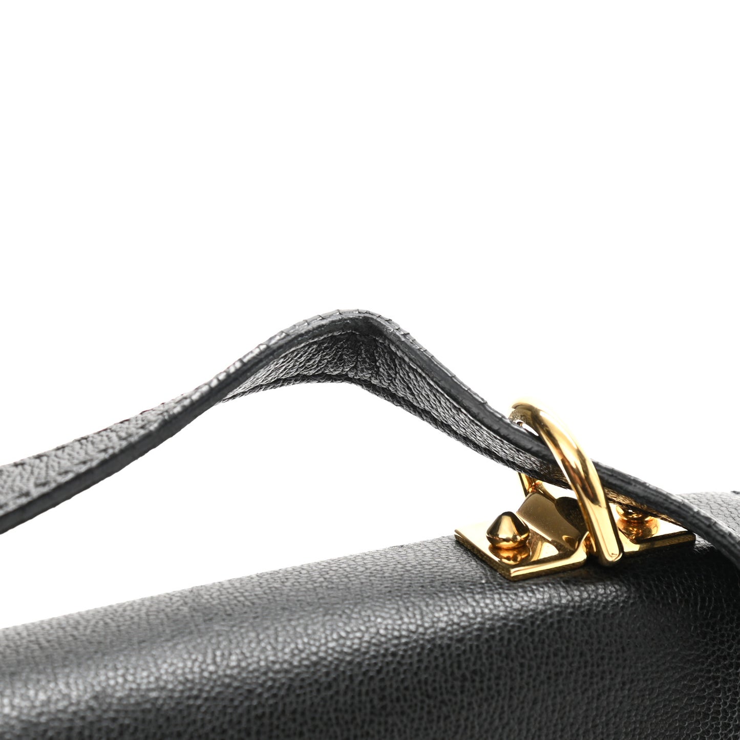 Grained Calfskin Small Insignia Flap Black