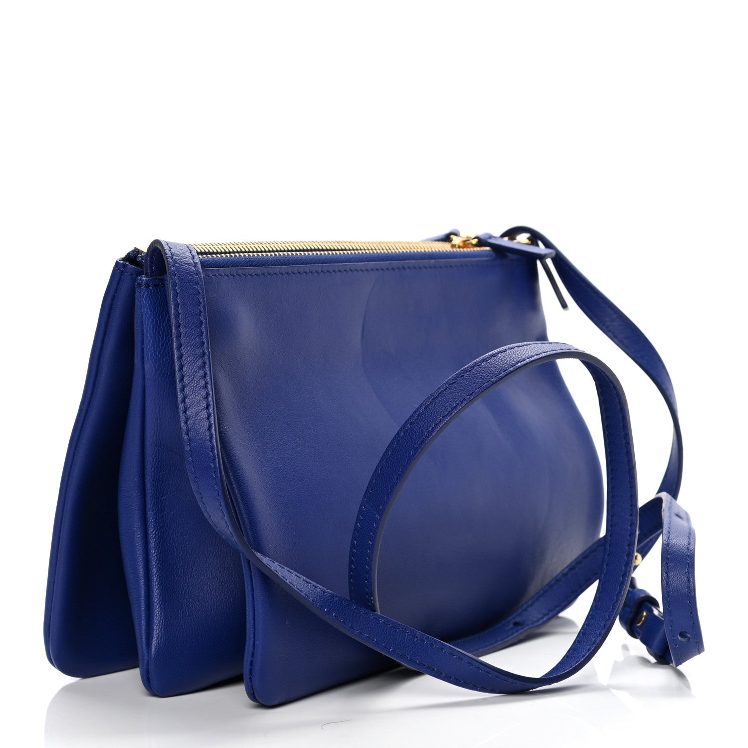 Celine Lambskin Small Trio Crossbody Bag Electric Blue 2 of 7