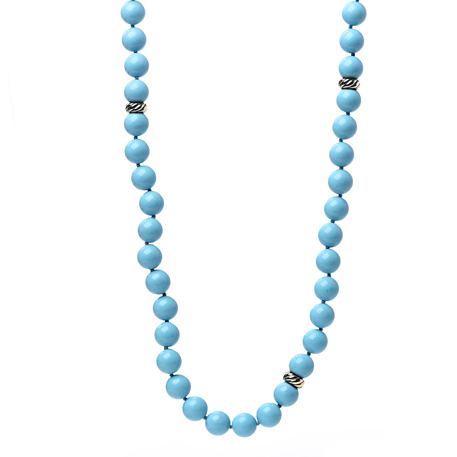 David Yurman 18K Yellow Gold Turquoise Spiritual Beads Necklace 1 of 4