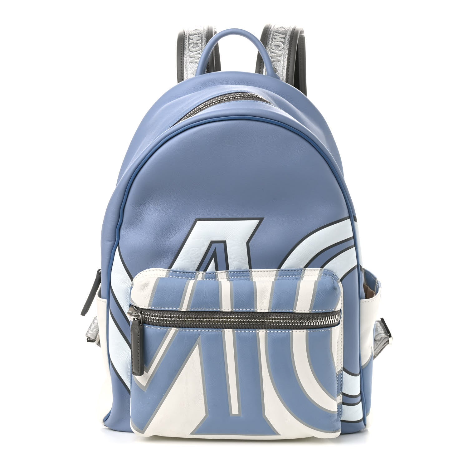 MCM Calfskin Contrast Logo Stark Backpack Stone Wash 1 of 10