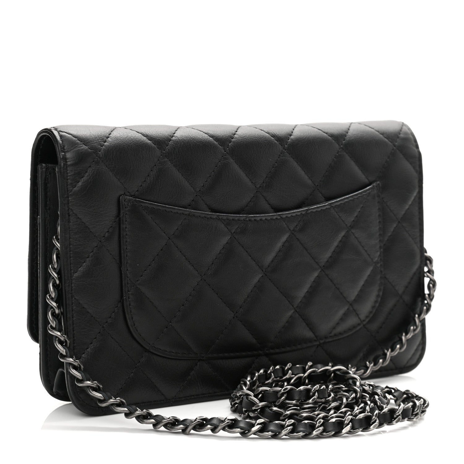 Chanel Aged Calfskin Quilted Lucky Charms 2.55 Reissue Wallet On Chain WOC Black 3 of 13