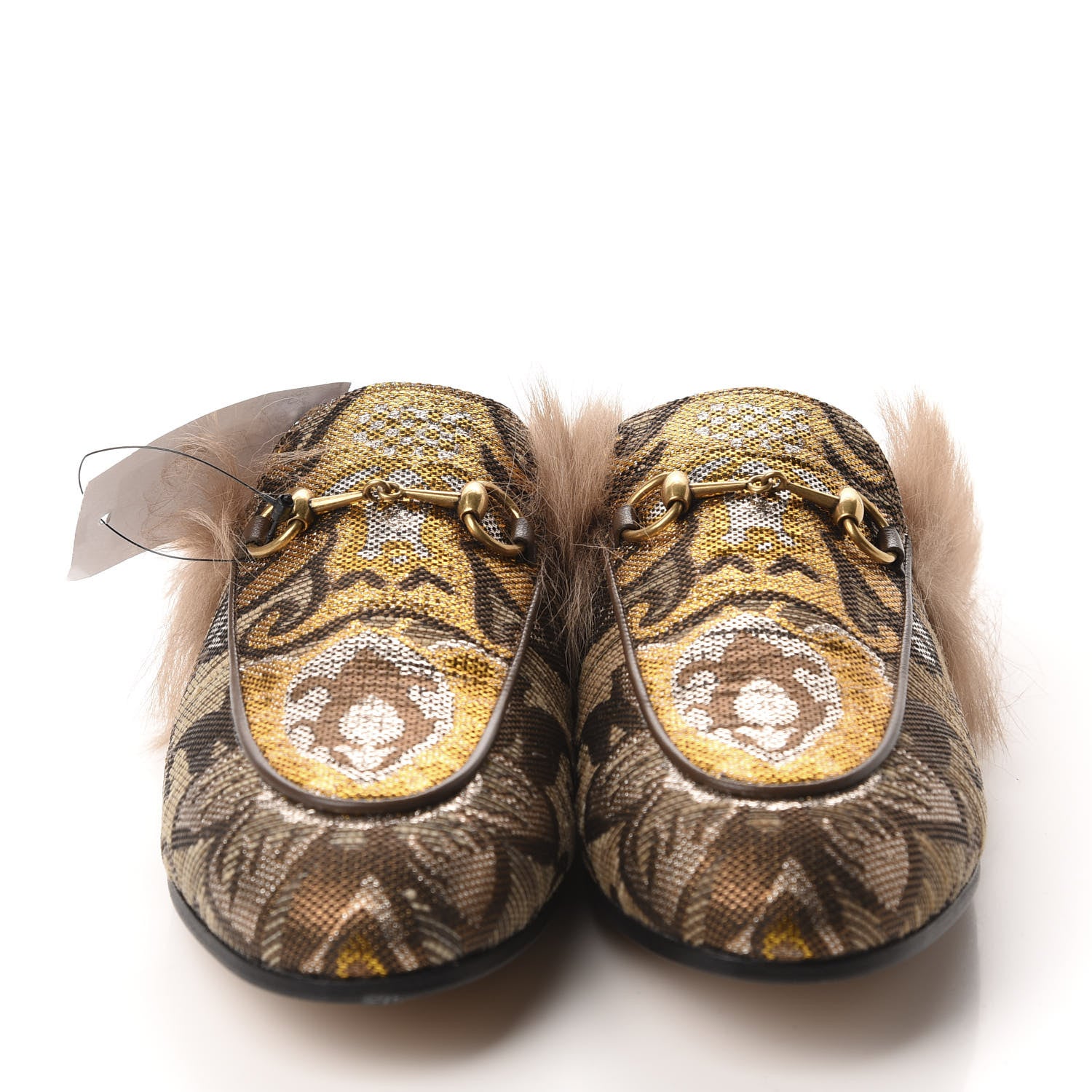Gucci Brocade Fur Womens Princetown Slippers 39.5 2 of 9