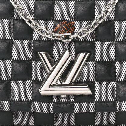 Louis Vuitton Calfskin Damier Twist Shoulder Bag BB Black White 9 of 11