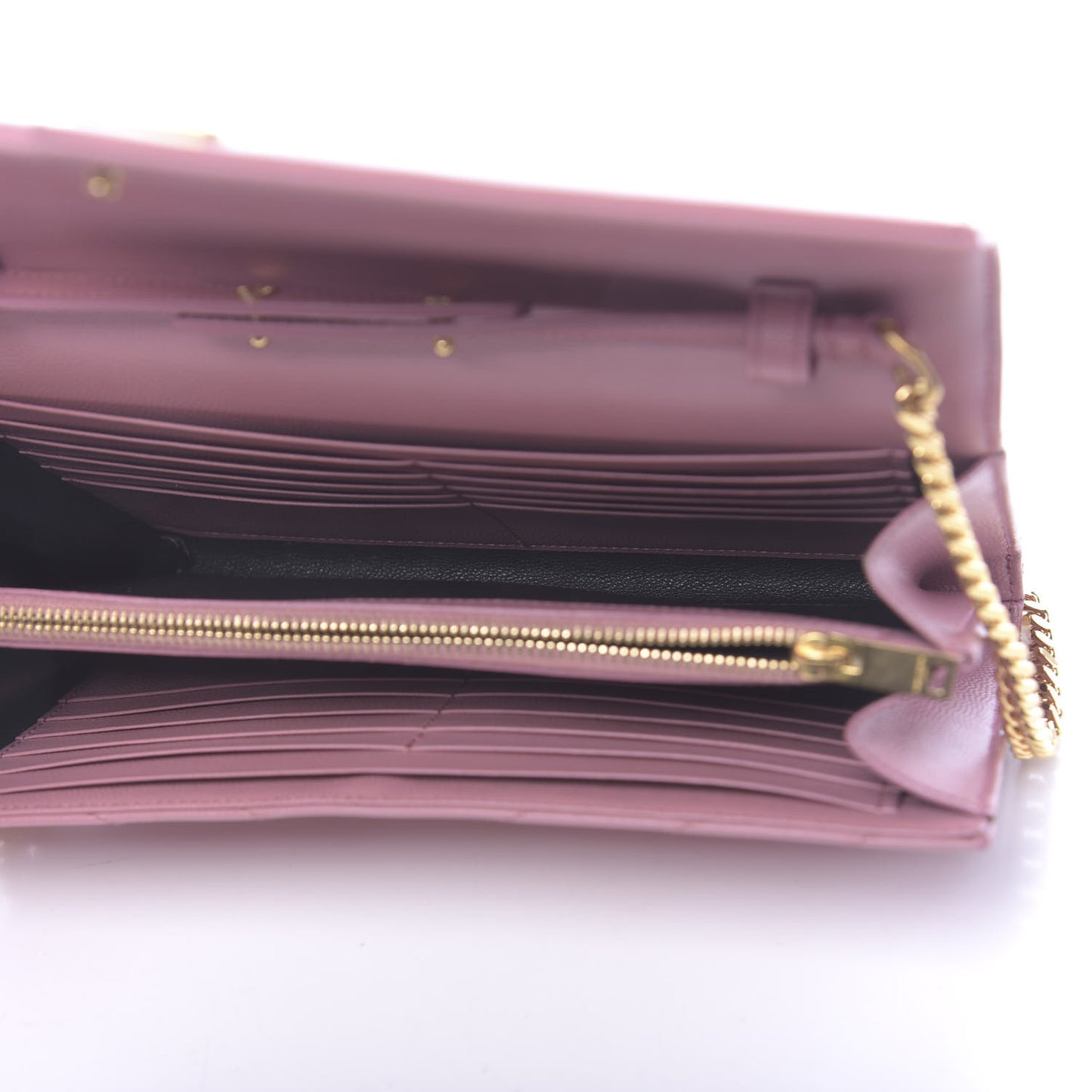 Grain De Poudre Matelasse Chevron Monogram Chain Wallet Tender Pink