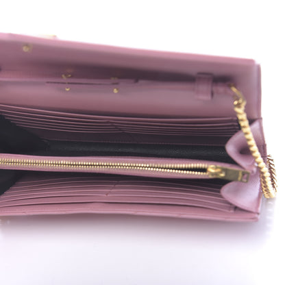 Saint Laurent Grain De Poudre Matelasse Chevron Monogram Chain Wallet Tender Pink 5 of 12