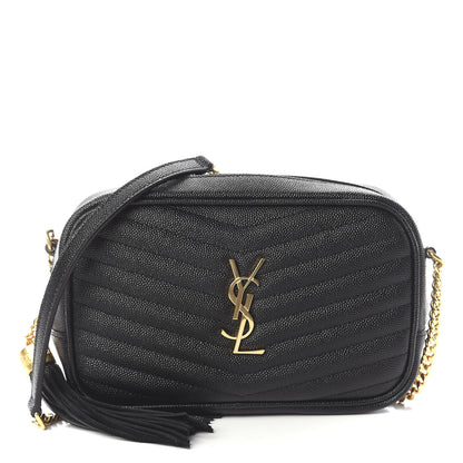 Saint Laurent Grain De Poudre Matelasse Monogram Mini Lou Camera Bag Black 1 of 7