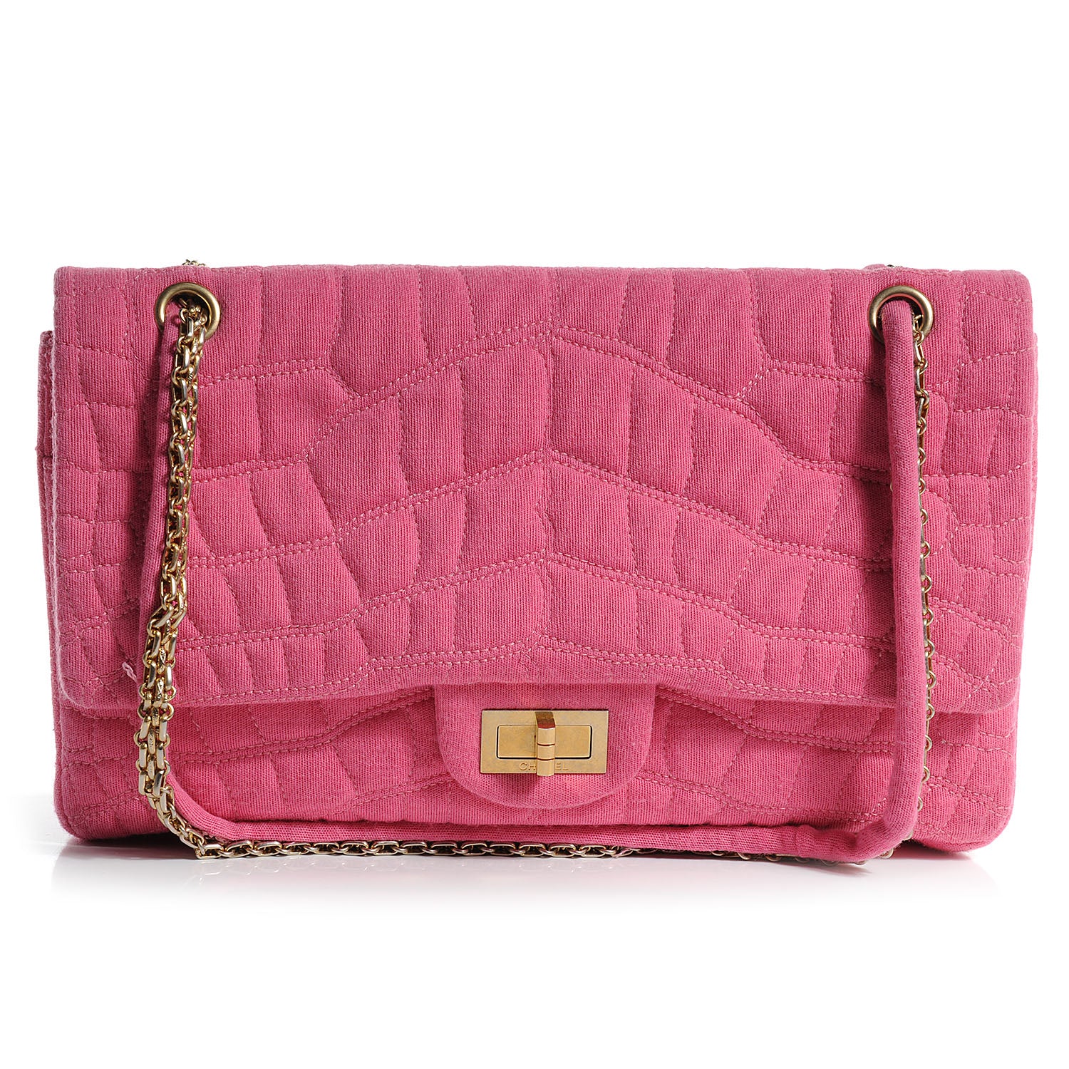 Chanel Jersey Crocodile Croco Reissue Medium Flap Pink 1 of 7