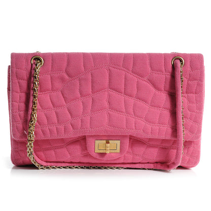 Chanel Jersey Crocodile Croco Reissue Medium Flap Pink 1 of 7