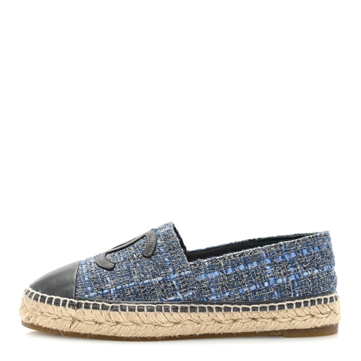 Chanel Tweed Lambskin CC Espadrilles 41 Blue Black 1 of 7