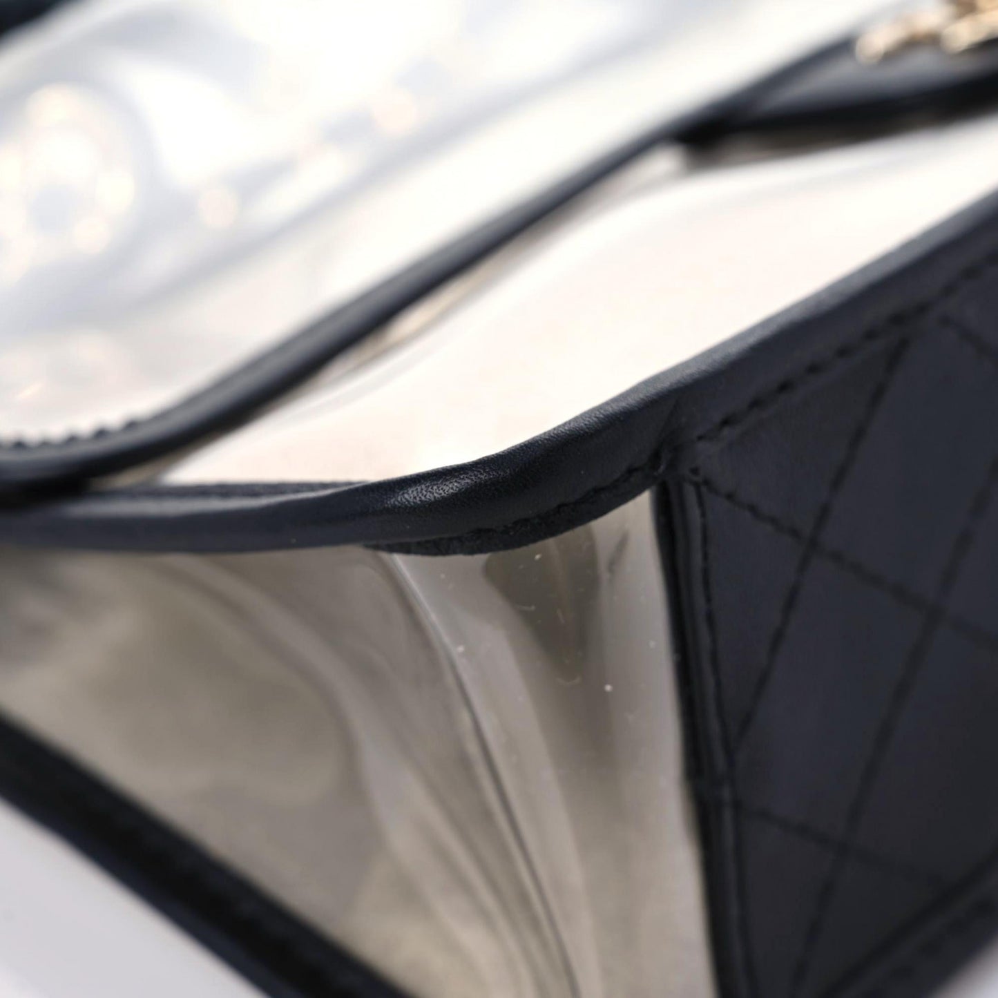 Lambskin PVC Sand By The Sea Flap With Pearl Strap Black