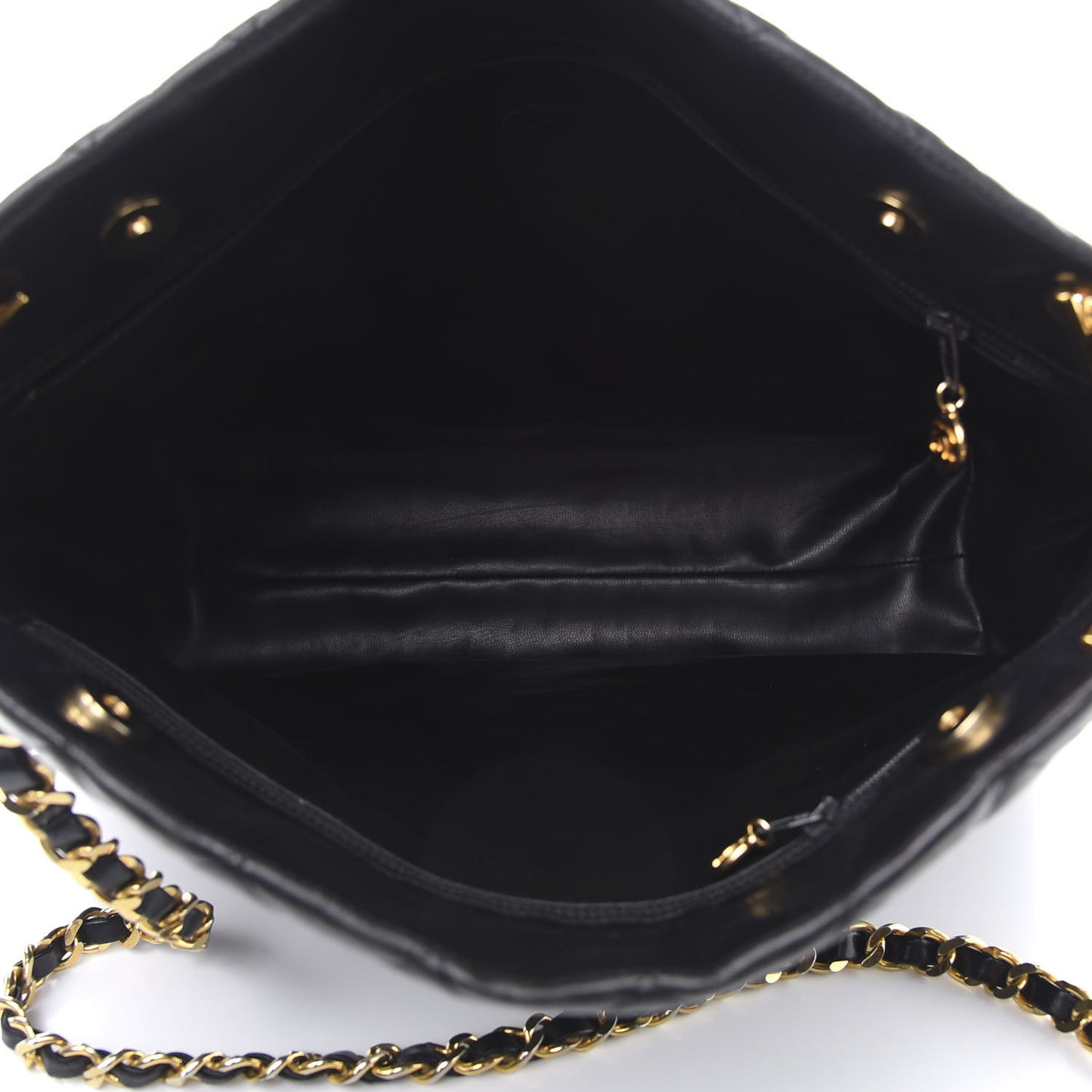 Calfskin Quilted Large Shoulder Bag Black