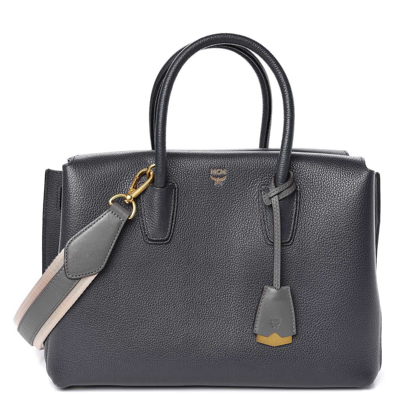 Grained Calfskin Medium Milla Tote Phantom Grey