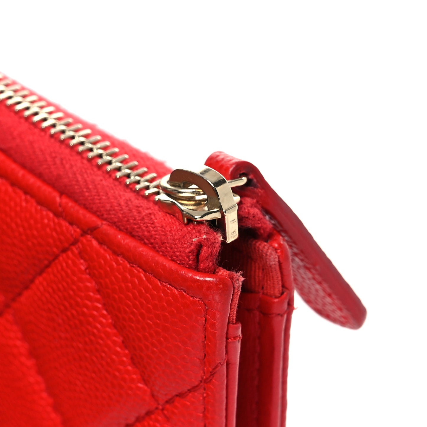 Caviar Quilted Zipped Key Holder Case Red