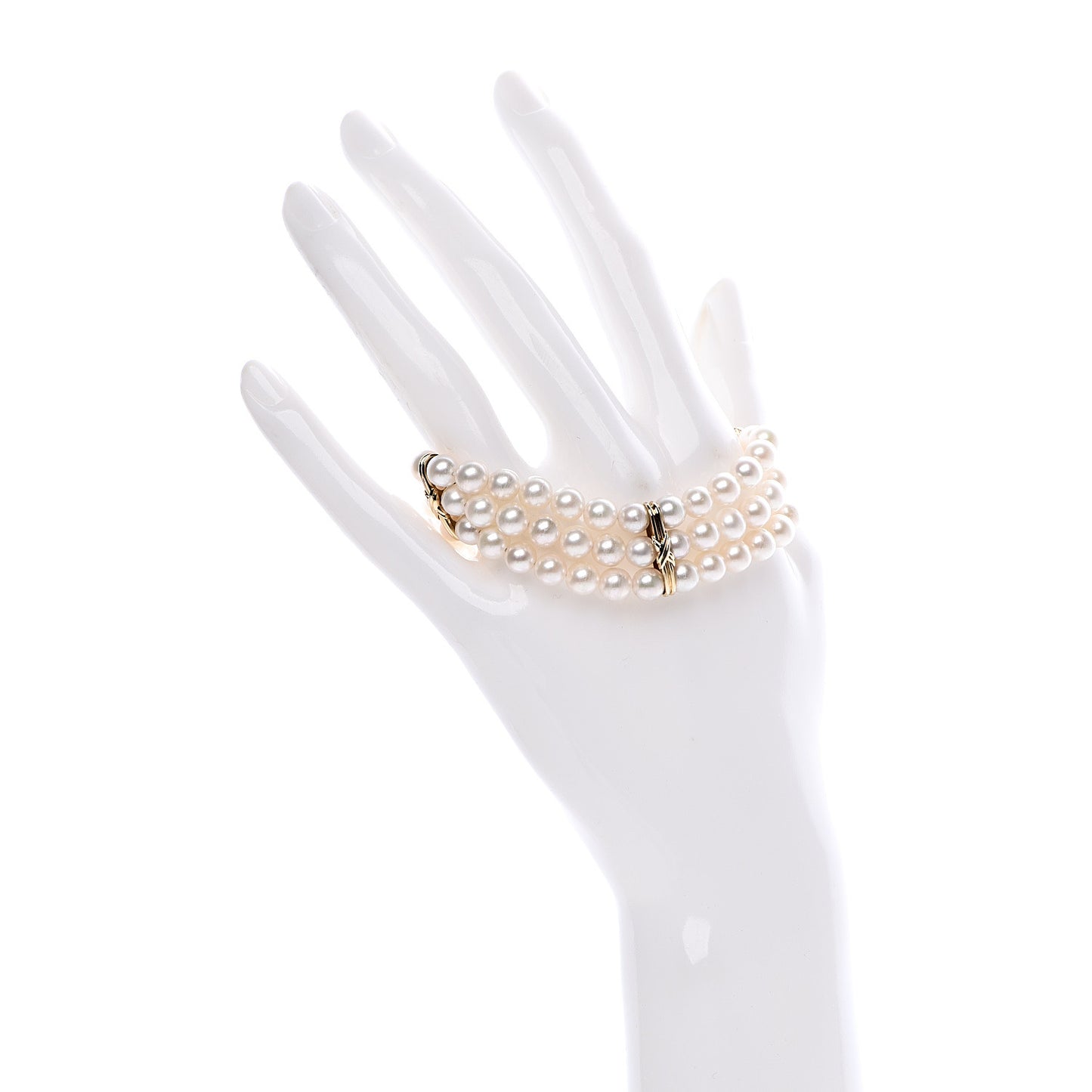 18K Yellow Gold Akoya Pearl Signature X Triple Strand Bracelet