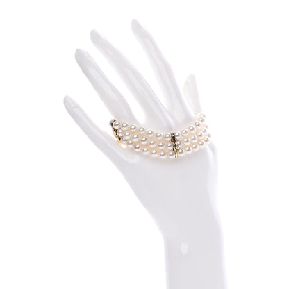 Tiffany 18K Yellow Gold Akoya Pearl Signature X Triple Strand Bracelet 2 of 6