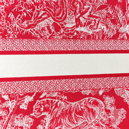 Christian Dior Canvas Embroidered Medium Toile De Jouy Reverse Book Tote Fuchsia 10 of 10