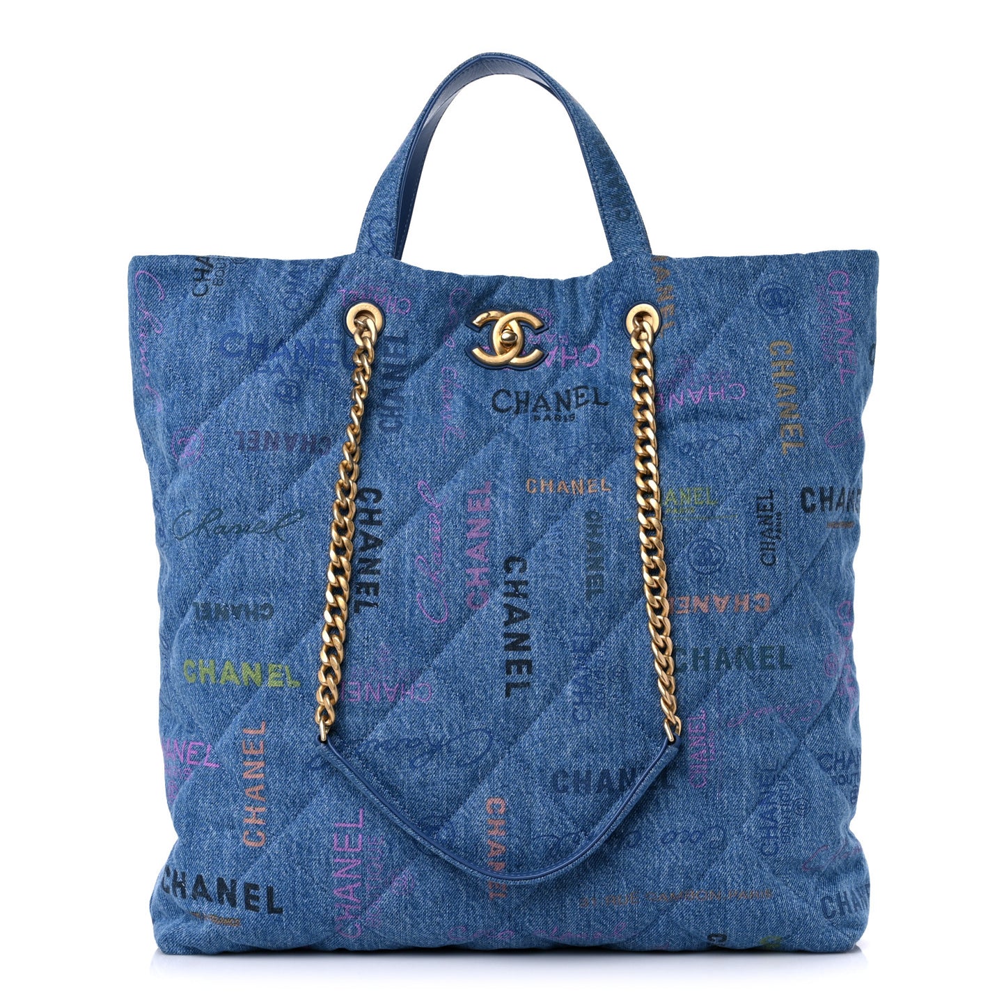 Denim Quilted Denim Mood Maxi Shopping Bag Blue Multicolor