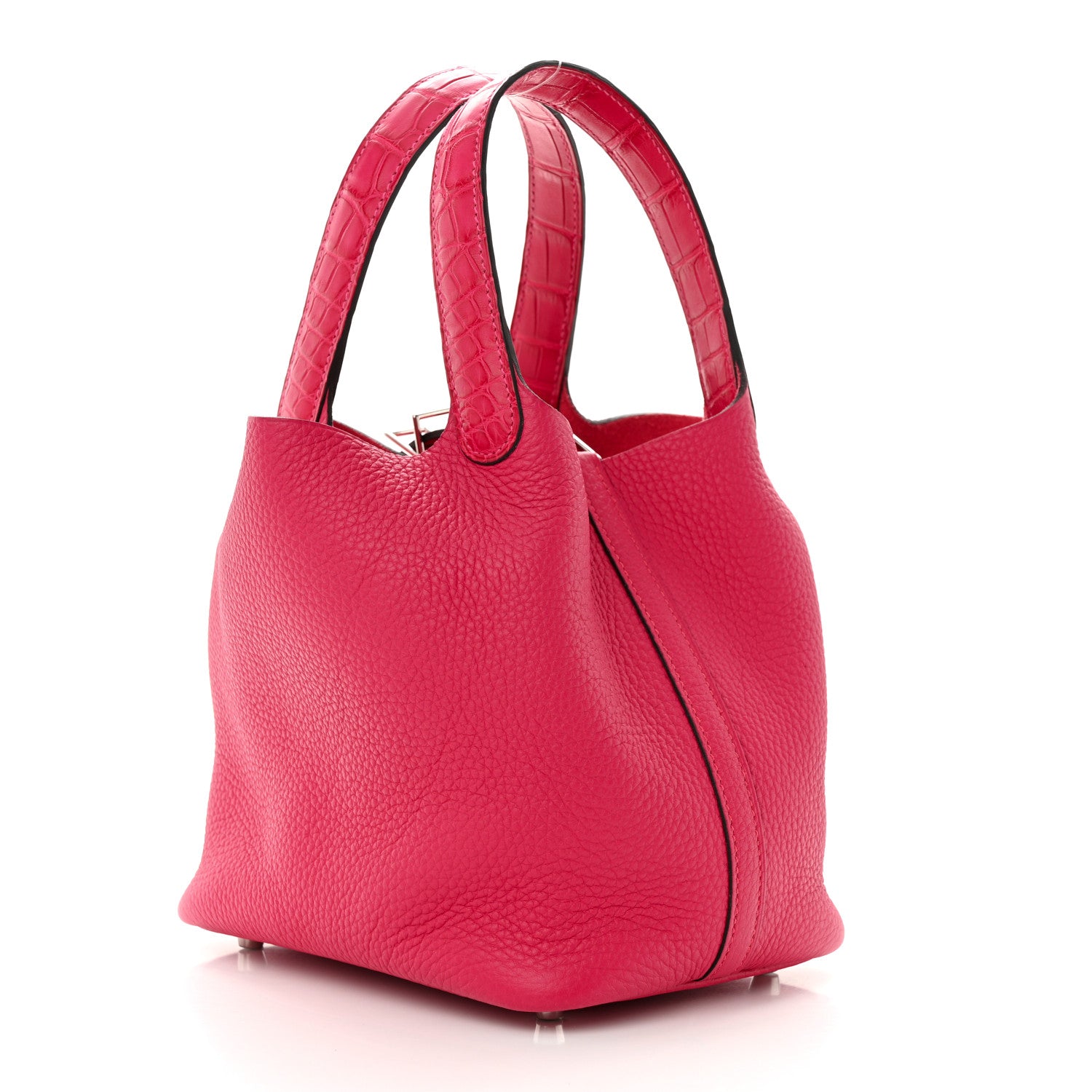 Hermes Taurillon Clemence Matte Alligator Picotin Lock Touch 18 PM Framboise 3 of 11