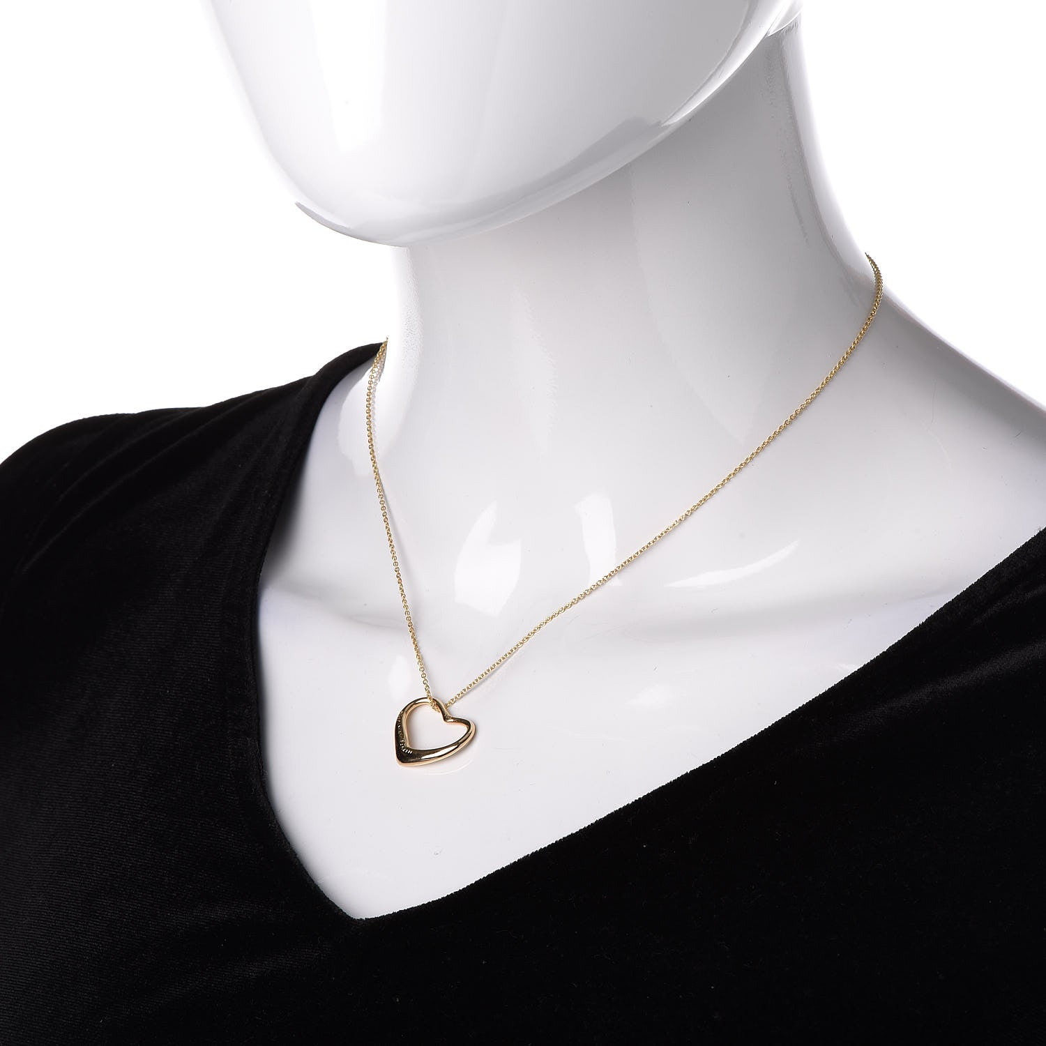 Tiffany 18K Yellow Gold Elsa Peretti Small Open Heart Pendant Necklace 2 of 6