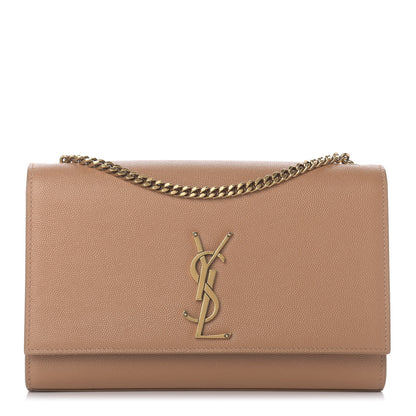 Saint Laurent Grain De Poudre Medium Monogram Kate Satchel Dark Beige 1 of 11