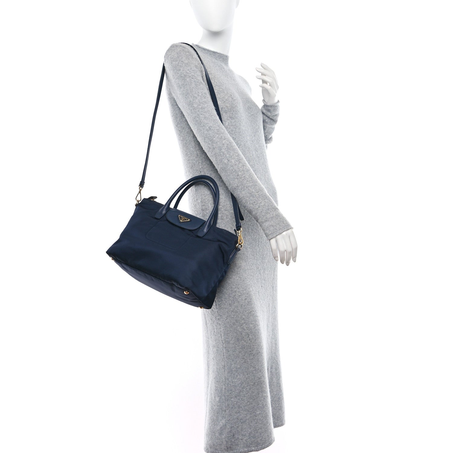Prada Tessuto Nylon Saffiano Tote Royal Blue 2 of 11