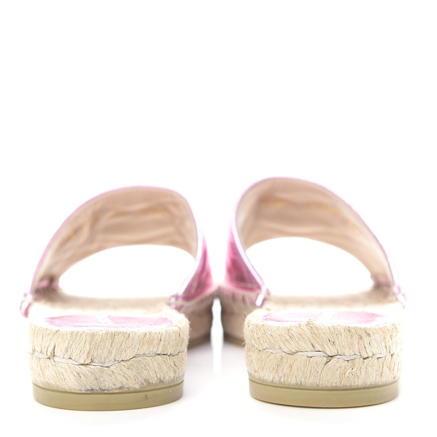 Metallic Nappa Matelasse GG Marmont Espadrille Slide Sandals 35.5 Rosa