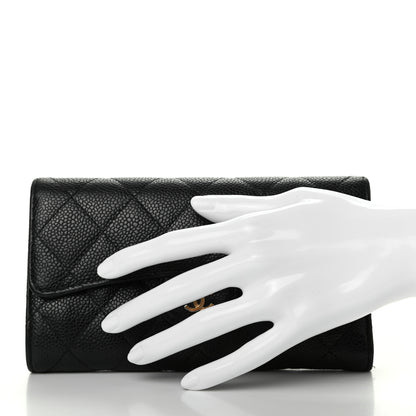Chanel Caviar Quilted Long Flap Wallet Black 2 of 7