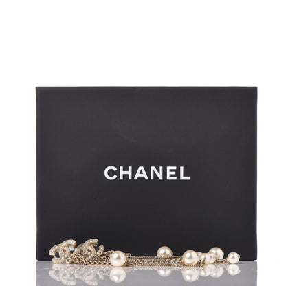 Chanel Pearl Beaded CC Drop Earrings Gold 5 of 5