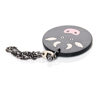 Hermes Box Bull Key Chain Bag Charm Black 4 of 4