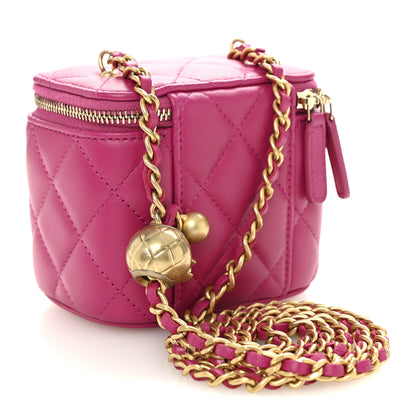 Chanel Lambskin Quilted Pearl Crush Mini Vanity Case With Chain Pink 2 of 10