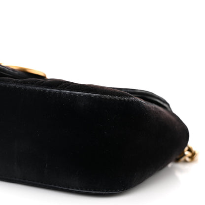 Gucci Velvet Matelasse Mini GG Marmont Shoulder Bag Black 10 of 11