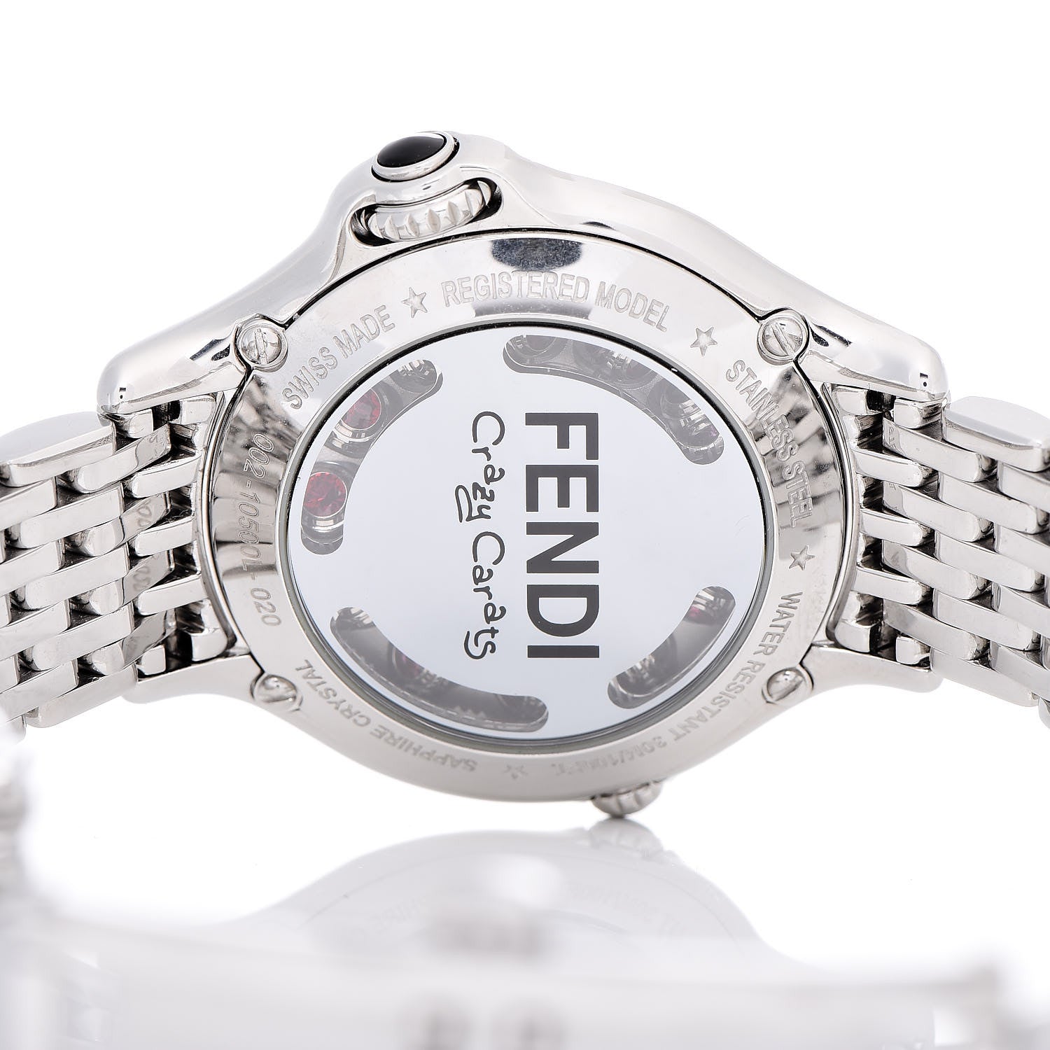 Fendi Stainless Steel Diamond Pave Topaz 33mm Crazy Carats Quartz Watch Black 7 of 10