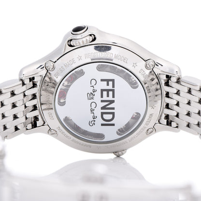 Fendi Stainless Steel Diamond Pave Topaz 33mm Crazy Carats Quartz Watch Black 7 of 10